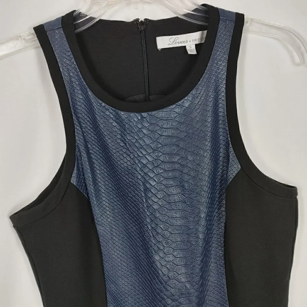Revolve Lovers + Friends Simmer Body con Snakeskin Embossed Dress Size Small Blu